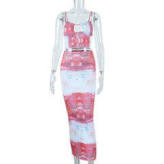 Printed Cutout Camisole Vest Pencil Mid Length