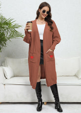 Mantel Loose Lazy Love Stickers Woven Sweater Doppeltasche Laternenärmel Pullover Cardigan