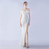 Ostrich Hair Craft Floral Wedding Annual Meeting High End Evening Dress