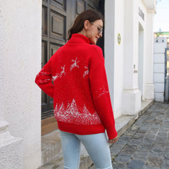 Christmas Turtleneck Sweater Cartoon Jacquard Loose Fitting Knitwear Sweater