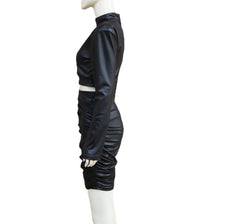 Einfarbiges, langärmliges, zweiteiliges Anzugkleid mit Rollkragen