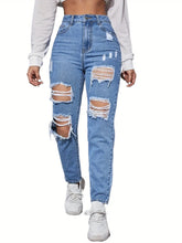 Zerrissene Jeans mit hoher Taille
