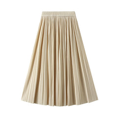 Draping Effect Pleated Skirt Skirt High Grade Mid Length A line Skirt