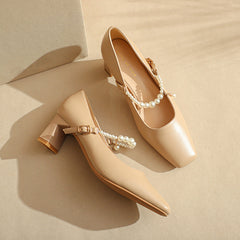 Graceful Women's Pearl Strap Simple Four Men's Shoes