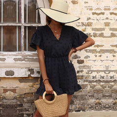 Black Ruffled Chiffon Romper Romper