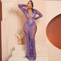 Robe fourreau skinny déchirée Robe imprimée strass