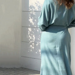 Lässiges Polo-Kragen-Langarm-Kleid mit enger Taille und einfarbigem, lockerem Schnitt