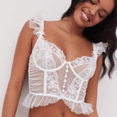 Corset bralette avec anneau en acier Ultra-mince Grande poitrine Petit corset push-up à armatures Corset à armatures Soutien-gorge en dentelle brodée