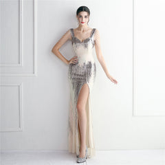 Craft Perlen Positionierung Floral Pailletten Partykleid Cocktail Slim Fit Abendkleid Elegant