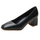 Women's Chunky Pumps Mid Professional Black High