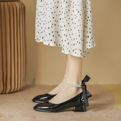 Mary Jane Square Toe Low-cut Chunky Pumps