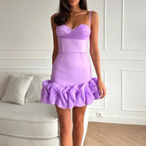 Robe fourreau plissée dos nu de couleur unie, robe camisole amincissante et moulante