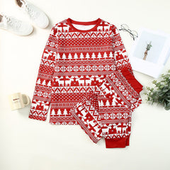 Pullovers Home Wear Red Long Sleeved Trousers Christmas Snowflake Pajamas Suit