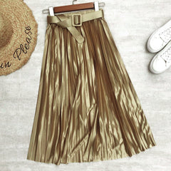 Solid Color Pleated Skirt High Waist Slimming Skirt