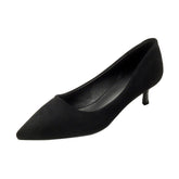 Women's High Black Thin Pointed Toe Shallow Heels
