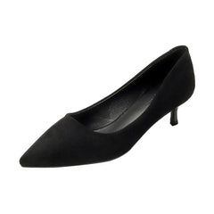 Women's High Black Thin Pointed Toe Shallow Heels