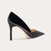 Chaussures basses pointues à paillettes pour femmes, noires et dorées