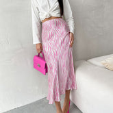 Jupe taille haute à motif zèbre de couleur contrastée française Jupe fourreau longue de niche Jupe queue de poisson