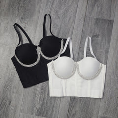 Soutien-gorge ajusté respirant avec losanges intégrés, vêtement d'extérieur enveloppé sur la poitrine, caraco français dos nu