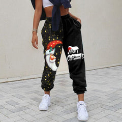 Christmas Positioning Printing Loose Fitness Sports Harem Pants Plaid Trousers