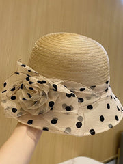 Vintage Organza Polka Dots Strand Sonnenhut