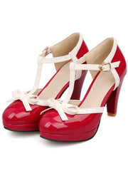 Chaussures à talons hauts avec nœud décoratif rétro