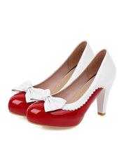 Chaussures à talons hauts rétro avec nœud papillon