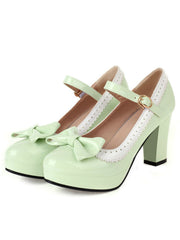 Chaussures Mary Jane à talons épais et nœud papillon