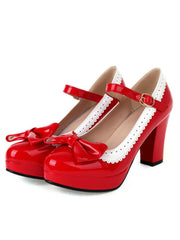 Chaussures Mary Jane à talons épais et nœud papillon