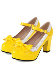 Chaussures Mary Jane à talons épais et nœud papillon
