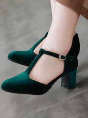 Retro Mary Jane High Heel Schuhe mit T-Riemen