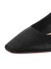 Chaussures à talons épais en velours noir et satin perlé