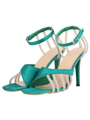 Grüne High Heels mit Schnalle und Fischmaul