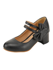 Chaussures Mary Jane à talons épais et nœud noir
