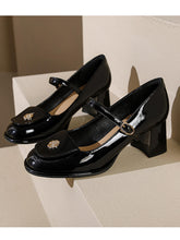 Chaussures Mary Jane à talons épais en cuir verni