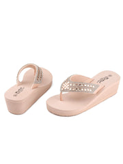 Tongs compensées à strass