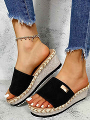 Chaussons compensés en corde de chanvre