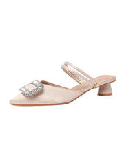 Retro Pointed Toe Square Metal Buckle Sandals