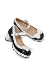 Escarpins rétro à talons hauts en cuir PU avec nœud