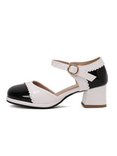 Chaussures rétro à talons hauts et bout rond Mary Jane