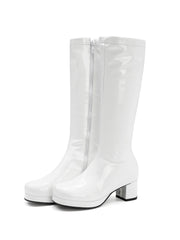 Retro Shiny Patent Leather Thigh-High Boots