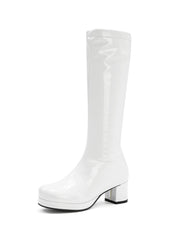 Retro Shiny Patent Leather Thigh-High Boots