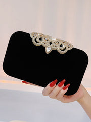 Vintage Strassbesetzte Abendhandtasche aus Samt