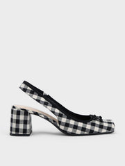 Retro Mary Jane Schuhe mit Karomuster und klobigem Absatz