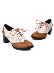 Bottines à talons hauts rétro colorblock