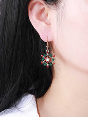 Weihnachtslegierung Diamant Schneeflocke Halskette Ohrring Set