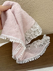 Élastique à cheveux en dentelle triangulaire rose rétro
