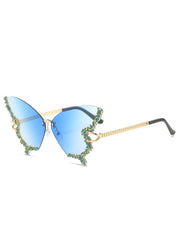 Vintage Sonnenbrille mit Farbverlauf und Schmetterlings-Strass