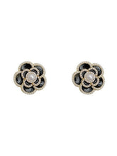Black & White Pearl Camellia Stud Earrings