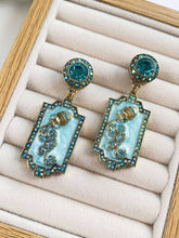 Blue Gilded Antique Pendant Earrings